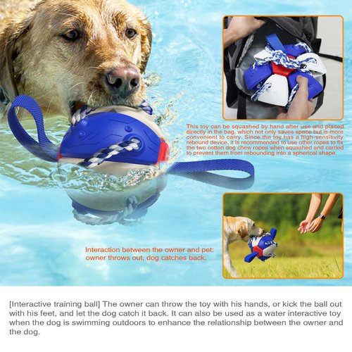 TEUOPIOE Interactive Dog Toy Dog Toys to Keep Them Busy Interactive Dog Ball Portable Multifunctional Entertaining Outdoor Dog Training Toy for Puppy Small Big Dogs