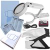 Sports Card Grading Kit Centering Tool, LED Magnifying Table Lamp for Handsfree, High Intensity Magnifying Loupe, Microfiber Cloth