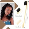 Geiserailie 3 Pcs Slick Back Hair Brush Set Bristle Hair Brush Edge Control Brush Teasing Comb for Women Baby Kids' Black Hair (Beige)