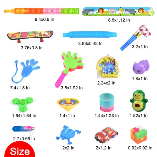 Tuko Kids Party Favors Toys,Pop Fidget Toys, Classroom prizes, Goody Bag Fillers,Pinata Stuffers,Carnival Prizes for Boys and Girls Gifts 3+ Years Old (60 Packs)