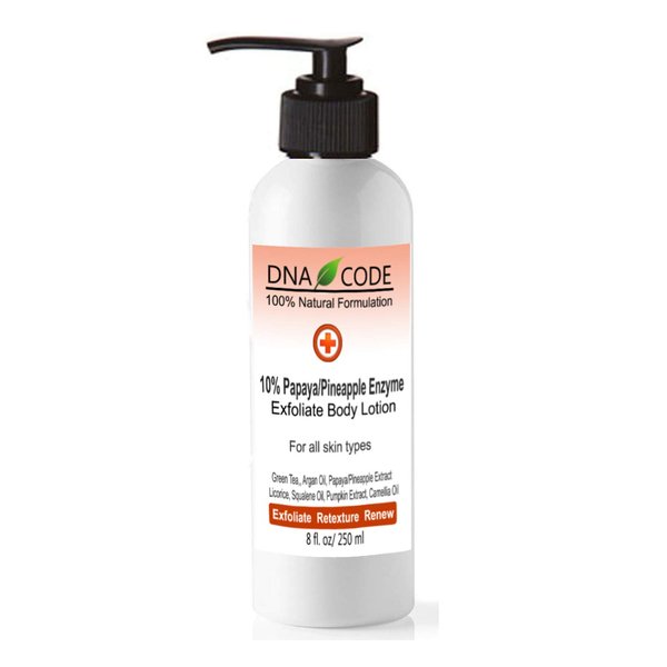 DNA Code-10% Papaya Pineapple Enzyme Clear Skin Body Lotion w/Argireline, Hyluronic Acid, Glycolic Acid, Vit. C, E, CoQ10