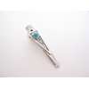 Small blue stone silver metal alligator hair claw clip clamp for fine thin hair (Size: 1.75)