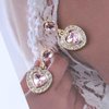 Sttiafay Vintage Pink Crystal Heart Earrings Pink Cz Teardrop Earrings Rhinestone Heart Drop Earrings Pink Gemstone Stud Earrings Jewelry for Women(Pink)