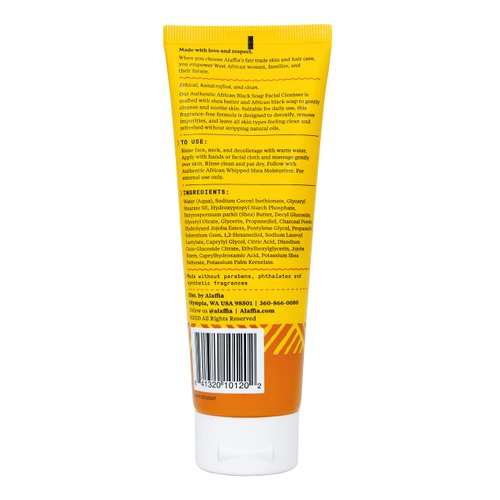 Alaffia Skin Care, Authentic African Black Soap Facial Cleanser, Nutrient Rich, Detoxifying, Shea Butter Daily Face Wash, Removes Makeup, For All Skin Types, Unscented, 3.4 Fl Oz