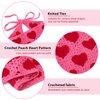 DOCILA Crochet Bandana Headbands Women Cute Hearts Pattern Knit Kerchief Tie Back Hair Head Scarf 2 Pcs Neckerchief Wrap Scarves Hot Pink Red Valentine's Day Gift Accessories