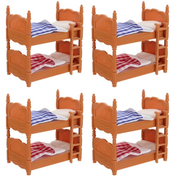 Veemoon Wooden Doll Bunk Bed,Simulation Dollhouse Miniature Bunk Bed Accessories DIY Doll House Room Decor Dolls Cot Model Dolls Bed