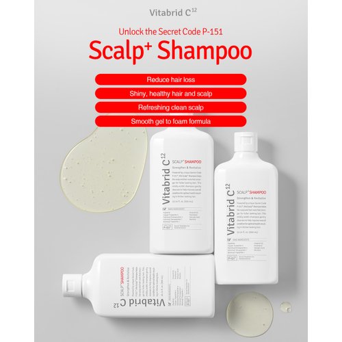 Scalp+ Shampoo for DHT Blocker, Hair Loss Relief - Moisture Anti-Aging Thickening Volumizing Fortifying & Repairing Hair Strength Fuller Hair with Vitamin C, Peptides, Biotin, 10.14 fl.oz.