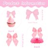 9Pcs Pink Bow Party Honeycomb Centerpieces Decorations, Pink Bow Coquette Birthday Decorations, Pink Bow Paper Cutouts Coquette Party Supplies for Bridal Engagement Bachelorette Wedding Party Decor