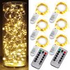 OakHaomie 6PCS Fairy String Warm White Changing Twinkle Lights with 2pcs Remote,6.5ft 20 LEDs Silver Wire,CR2032 Battery Powered,Indoor Decor Bedroom,Wedding,Patio,Christmas,Outdoor Garden,Stroller