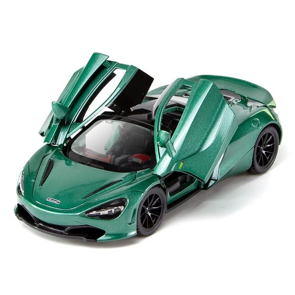 Alloy Collectible Green McLaren 720s Toy Vehicle Pull Back DieCast Car Model with Lights and Sound