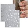 JMEOWIO 9 Sheets Marble Nail Art Stickers Decals Self-Adhesive Pegatinas Uñas Silver Line Nail Supplies Nail Art Design Decoration Accessories