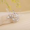 Sither Bridal Flower Hair Clip for Wedding Silver Hair Comb with Yellow Crystal for Women Hair Accessories for Bride Hair Clip Headpiece for Wedding Party Prom Gift