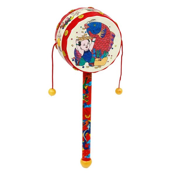 Kisangel Monkey Drum Chinese Rattle Drum Traditional Wooden Baby Rattle Toy Handheld Rattle for Baby Soothing Toy