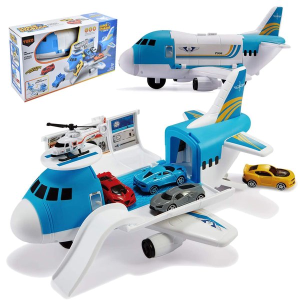 Tuko Transport Cargo Airplane Car Toy Play Set for 3+ Years Old Boys and Girls(Blue)
