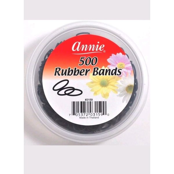 6 Box ANNIE 500ct SMALL BLACK RUBBER BANDS FOR HAIR #3159 1/2" DIAMETER