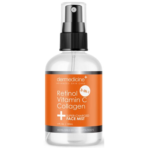 3 in 1 Super-Charged Anti-Aging Face Mist w/Retinol, Vitamin C + Collagen | Hydrates, Refreshes & Brightens for a More Glowing Complexion | 4 fl oz, 120 ml