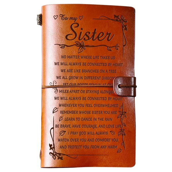 PRSTENLY Sisters Gifts from Sister Leather Journal, To My Sister Gifts 140 Page Refillable Notebooks, Graduation Mothers Day Valentines Day Christmas Gifts for Sister from Sister Brother