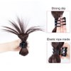 2PCS Messy Bun Hair Piece Claw Clip in Hair Bun Hair Piece Claw Clip in Straight Hair Half Bun Ponytail Extension Chicken Feather Shuttlecock Head Fountain High Ponytail for Women Girls (Dark Brown)
