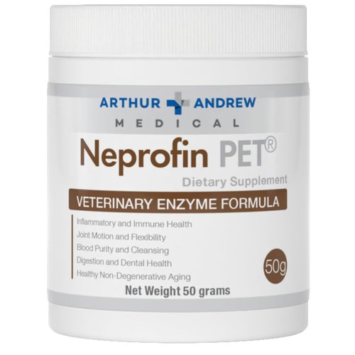 Arthur Andrew Medical, Neprofin PET, Veterinary Enzyme Formula, Household Pet Support for Pain-Free Living, Vegan, Non-GMO, 50g Tub