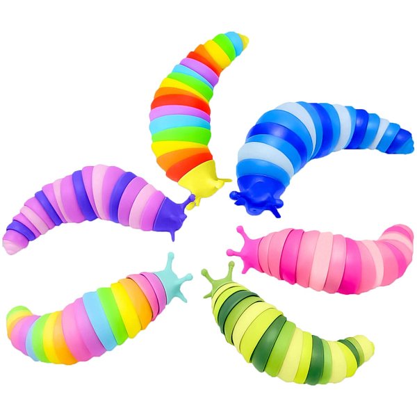 6 Pack Easter Fidget Toys Slug ,Sensory Slug Fidget Toy for Adults and Kids ,Autism Sensory Stress Relief Toys,Toddler Toys,Easter Basket Stuffers Gift Party Favors