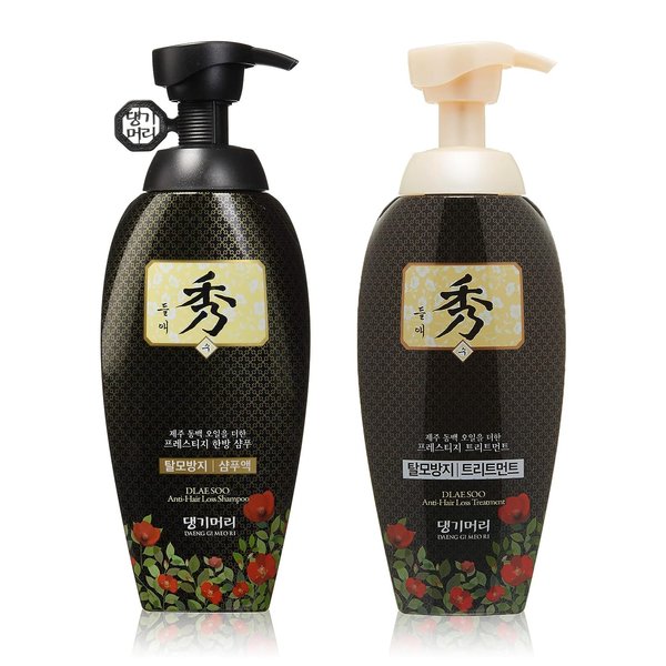 DAENG GI MEO RI - Dlaesoo Anti Hair-Loss Shampoo and Treatment Set, Jeju Camellia Oil, Anti Hair Loss, Nutrition, Scalp Care, Hair Shine 13.5 FL OZ 400ml Each