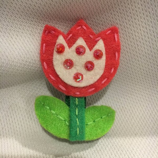 Flower Hair Clip, Flower Hair Accessories, Felt Flower Hair Clip, Pink, Green, White, Gift