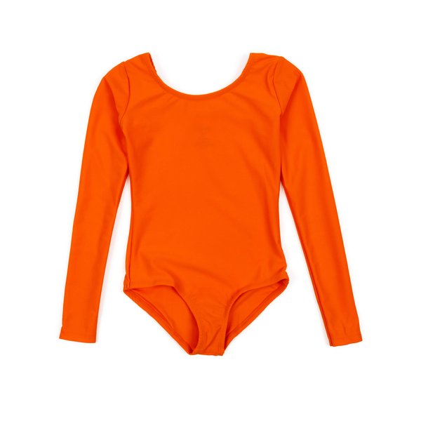 Leveret Girls Leotard Basic Long Sleeve Ballet Dance Leotard (2T-14 Years) Variety of Colors (Orange, Medium / 8-10)