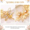 Yean Gold Dragonfly Wedding Hair Clip Flower Hair Barrettes Pins Bridal Hair Accessories for Women and Girls （Pack of 2）