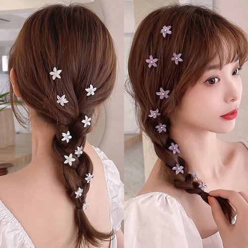 Myhiju 40pcs Flower Hair Clips,Mini Claw Clips Crystal Hair Clip Cute Girl flower Claw Clip Rhinestone Hair Barrettes Long Braid Hair Clips Decoration Hair Accessories for Girls Hairpin 4 Colors