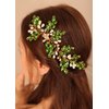 BERYUAN Green Teardrop Crystal Pearls Hair Comb Crystal Pearls Hair Piece Gold Bridal Headband for Wedding Crystal Rhinestone Bridal Side Combs for Wedding Women Girls (green)