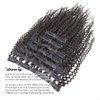 HAPPY&CC Seamless Kinky Curly Clip In Hair Extensions Human Hair Natural Black Ultra Thin Double Weft PU Invisible Clip in Hair Extensions Remy Human Hair Clip in 7pcs 14 Inch