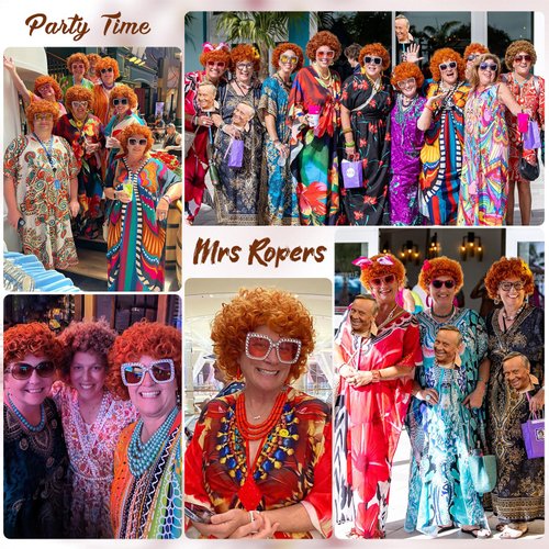 YTbeauty Orange Red Curly Wig for Women Landlady Costume Wig Short Curly Reddish Orange Wig Heat Resistant Synthetic Annie Wig for Halloween Party Cosplay(Adult)