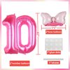 Kwuz 40 Inch Pink Number 10 Balloon with Mini Bow Balloon for Girls 10th Birthday Party Decorations, Pink Princess Western Cowgirl Theme Sweet Ten Birthday Party Balloons Decorations Supplies Favors