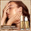Body Luminizer Body Shimmer Oil Liquid Bronzer Body Glitter Oil Smooth Moisturizing Shimmer Body Lotion Long Lasting Liquid Highlighter with Makeup Brush (Glistening Bronze,40 ml)
