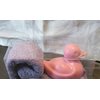 JOANNDLES Duck soap with washcloth in Clear Gift Box