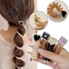 BASEMMAHER Heart Braided Telephone Wire Hair Bands Spiral Hair Ties Phone Cord New Phone Cord Straight Spiral Elastic Coils No Crease Hair Scrunchies Ponytail Holder Accessories for Women Girls 4Pcs