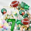 7pcs Football Balloons, Football Birthday Number Mylar Foil Balloon, Football Sport Them Party Supplies Football 7th Birthday Decorations (7th)