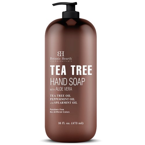 Botanic Hearth Tea Tree Liquid Hand Soap - Sulfate Free Formula - Multi Purpose Hand Wash with Aloe Vera and Premium Grade Tea Tree Oil, Pump Dispenser - 16 fl oz