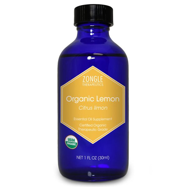 Organic Lemon Essential Oil by Zongle – 100% Pure Natural, Therapeutic & Food Grade for Wood, Cooking, Cleaning, Skin, Baking, Diffuser, Furniture, Drinking Water, Face – 1 OZ