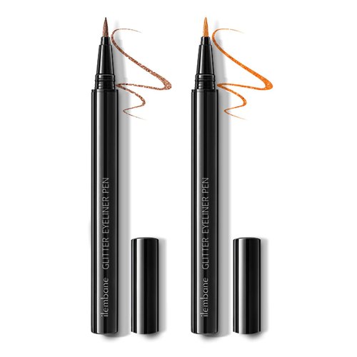 ilembane Glitter Coffee Orange Liquid Eyeliner, High Pigment Colored, Easy to Apply Long lasting Stage Makeup Metallic, 2 Pcs Set