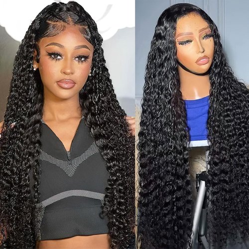 AUOCATTAIL Deep Curly Wigs 24 Inch Brazilian Human Hair 13x4 Hd Lace Frontal Wig Pre Plucked with Baby Hair for Black Women