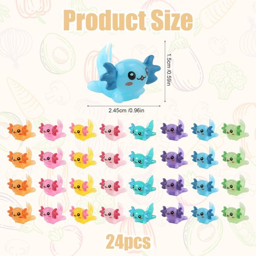 64pcs Mini Axolotl Figures, Little Resin Axolotl Miniature Axolotl Charms Tiny Small Animal Figurines Ornament Toy for DIY Craft Garden Landscape Dollhouse Potted Plants Decorations (8 Colors)