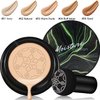 PHOERA Foundation Full Coverage Makeup, Mushroom Head Air Cushion CC Cream Natural Foundation, PHOERA Primer, PHOERA Powder, Brushes Foundation Brush,2 Makeup Sponge(102Nude+ 02Natural CC)