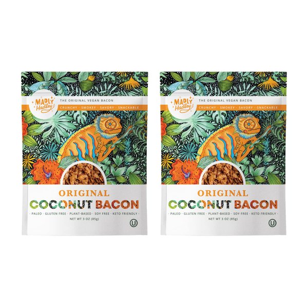 Two Pack Organic Vegan Coconut Bacon (Original), Plant-Based, Crunchy Salad Topper, Vegan Snack, Soy Free, No Gluten Added, Paleo Friendly