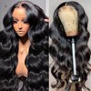 Unvizossa Glueless Wigs Human Hair Pre Plucked Pre Cut 5x5 HD Lace Closure Wigs Human Hair 26 Inch Wear and Go Body Wave Lace Front Wigs Human Hair for Black Women 180 Density Natural Black