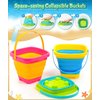 Teuevayl Collapsible Bucket Beach Sand Toys for Kids, Travel Beach Toys with Mesh Bag, 3 Collapsible Sand Castle Toys, Dinosaur Sand Molds, Shovel Sieve, 12 PCS Sandbox Beach Toys for Toddler 3-10