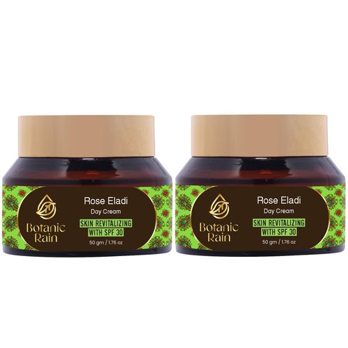 Botanic Rain Natural Face Moisturizer With SPF 30 With Rose And Eladi, Organic Sunscreen For Face, Ayurveda Products For Every Skin Type - Vegan, Cruelty Free Pack of 2