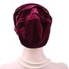 Bohend Vintage Rhinestone Turban Sleep Headwrap Wide Sparkly Sleep Turban Headband Crystal Muslim Hat Headwear Beanie Pre-Tied Bonnet Velvet Hat Cap Hair Wrap For Women and Girls (Wine red)