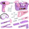 Pink Purple Kids Tool Box Toy Construction Tools (18PCS) Hand Drills,Can be Used at Home,Outdoors,or at Gatherings with Friends Pretend Play Learning Gift for Kids 3 4 5 6 7 Years Old