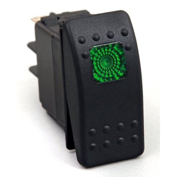 Amarine Made 12v 20 Amp Waterproof LED On/Off Boat Marine SPST 3P Rocker Switch with Light (Green)